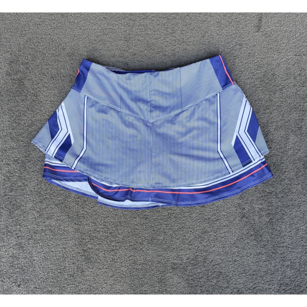 Lucky In Love Womens Blue Striped Tennis Skort Built-in Shorts Size S RN 133078